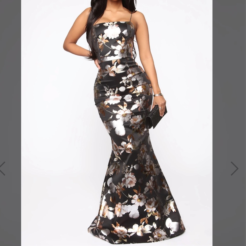 Metallic Garden Maxi Dress - Black/combo
